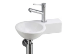 Lave-mains pour toilettes, de forme ronde, en céramique blanche, Largeur 39 cm, Profondeur 28 cm, Hauteur 11 cm, Livraison 5-7 jours OFFERTE.